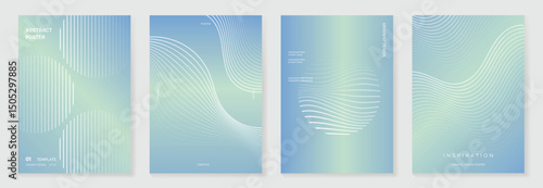 Modern gradient poster background vector set. Cover template with vibrant perspective geometric prism shapes. Ideal design for social media, cover, banner, flyer.