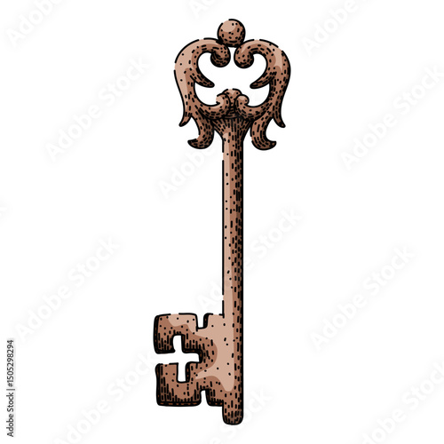 access skeleton key sketch hand drawn vector
