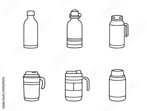 Minimalist thermos line art style perfect for branding