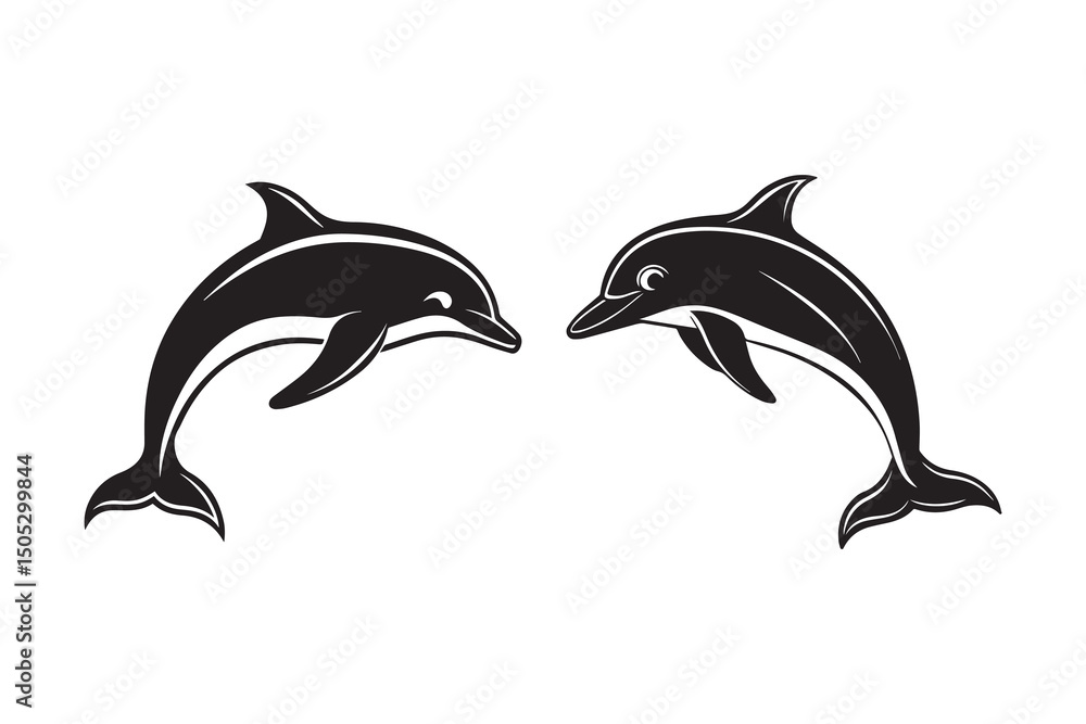 Fototapeta premium Cute dolphin vector art for marine projects