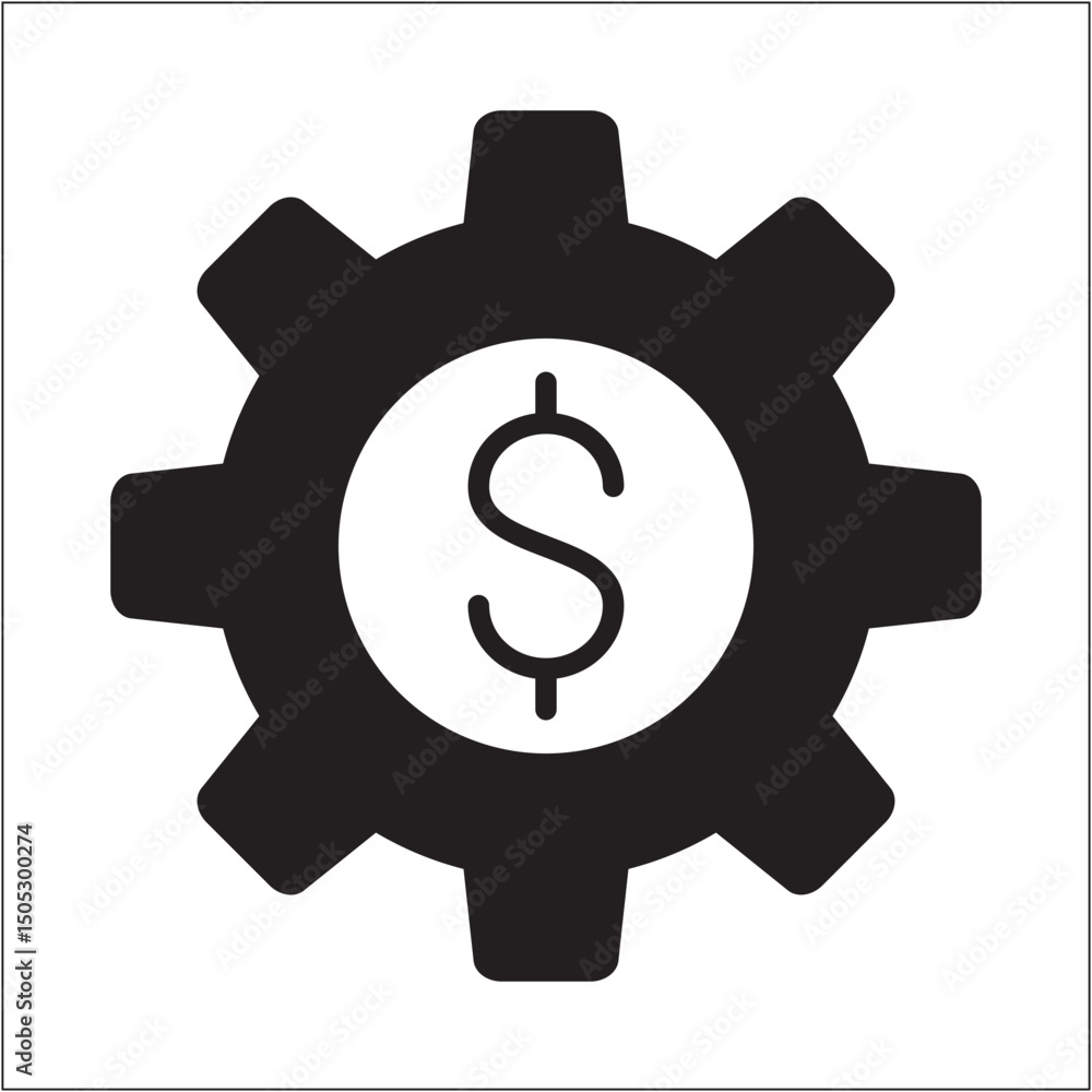 Gear cog wheel with dollar symbol icon. Finance setting icon. Icon symbol of financial or money planning, arrangement, adjustment. Vector illustration. Gear cog wheel with dollar symbol icon. Finance setting icon. Icon symbol of financial or money planning, arrangement, adjustment. Vector illustration.