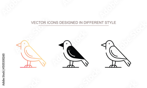 Indochinese bird icon design with white background stock illustration