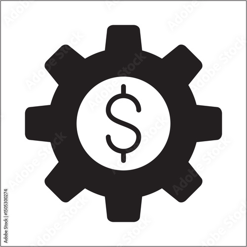 Gear cog wheel with dollar symbol icon. Finance setting icon. Icon symbol of financial or money planning, arrangement, adjustment. Vector illustration.