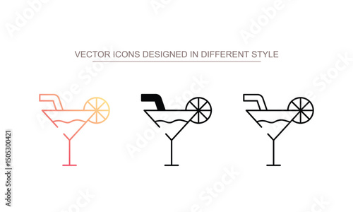 Cocktail icon design with white background stock illustration