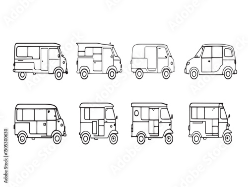 Minimalist tuk tuk line art style for modern artwork