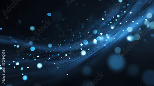 Blue Glowing Particle Bokeh Background