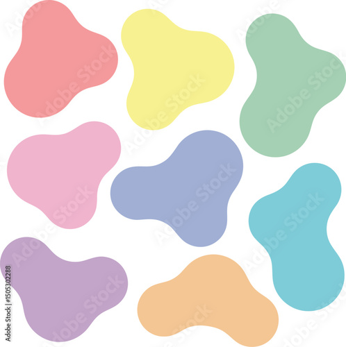 The object is characterized by its softness, roundness, and pastel colors. / ふんわりとした丸いオブジェクトセット ソフトタッチ パステルカラー