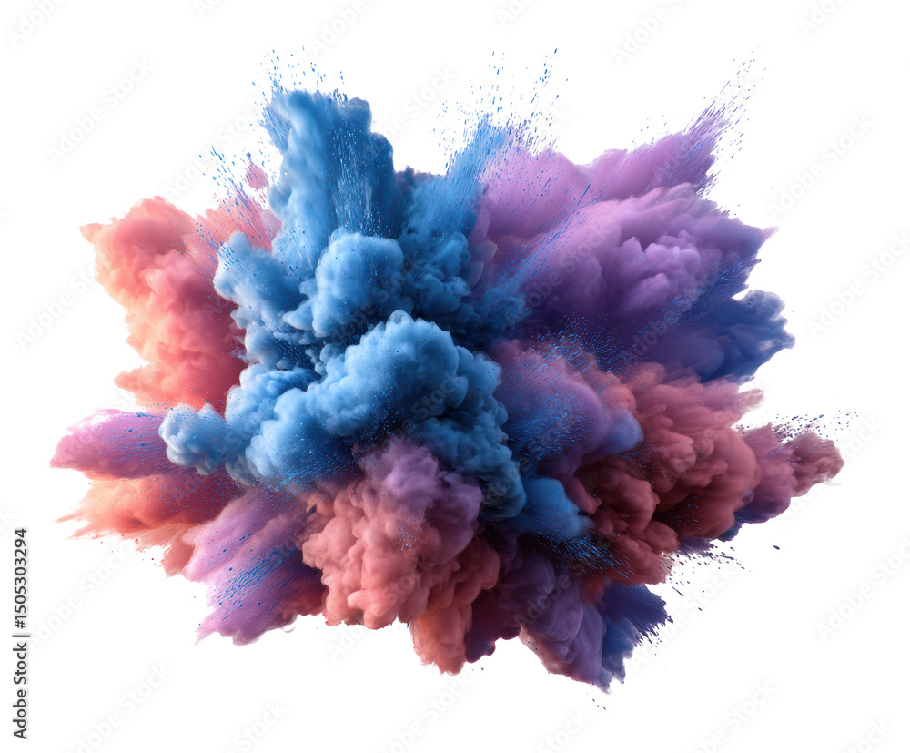 Fototapeta premium Colorful smoke explosion for creative design projects and backgrounds on a transparent background, cut out