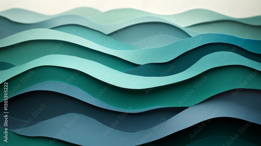 Fototapeta premium Abstract Background of Flowing, Gentle Waves in Monochromatic Blue Tones, Minimalist Design