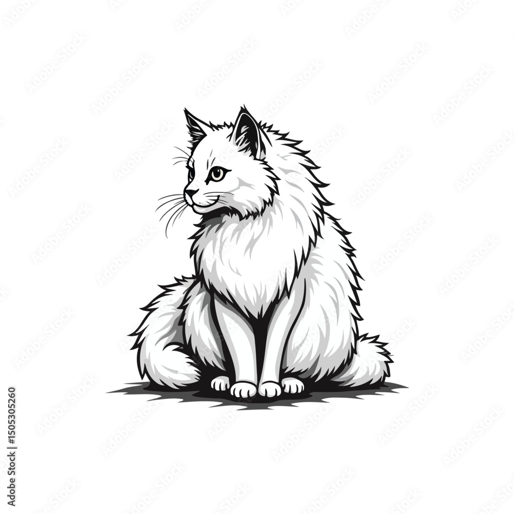 Obraz premium Elegant Long-Haired Cat Illustration