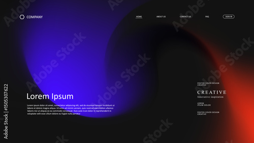 Abstract wave futuristic design of landing page. retro gradient mesh dark concept website design