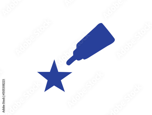 Design of a Star and a tube, Celebrating with a Sparkling Bottle and Glass of Festive Drink, celebratory, festive, party, celebration, drink, wine, champagne, bottle, glass, cheers, joyful, happy, eve