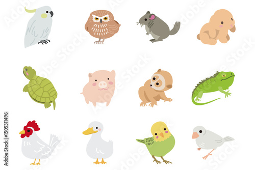Whimsical Parrot, Sloth & Reptile Illustrations in Soft Tones for Nursery Wall Art