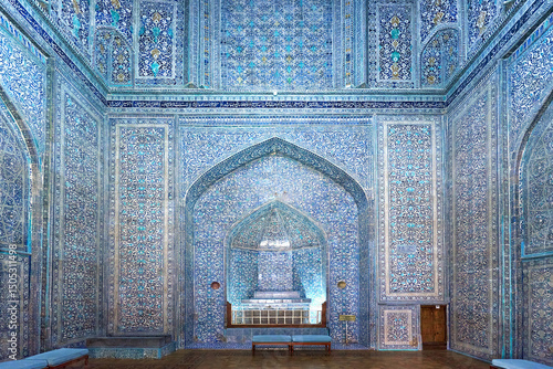 Mosaic wall inside Pahlavan Mahmoud Mausoleum in Ichan Kala heritage town