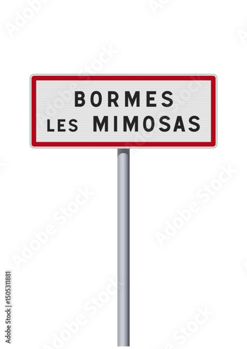 Panneau d'entrée de la ville de Bormes les Mimosas (Var) en vectoriel