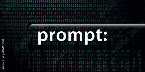 digital prompt on futuristic ai background with binary code vector illustration