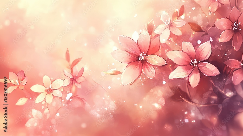 Fototapeta premium Bright pink gradient background blending into soft peach with a subtle glow
