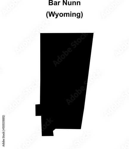 Bar Nunn (Wyoming) blank outline map