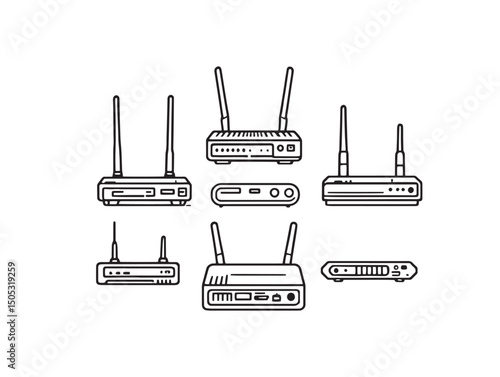 modern internet modem icon in line style