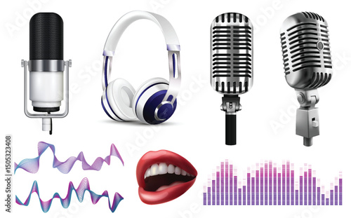 Realistic Podcast Element and Compositions Collection