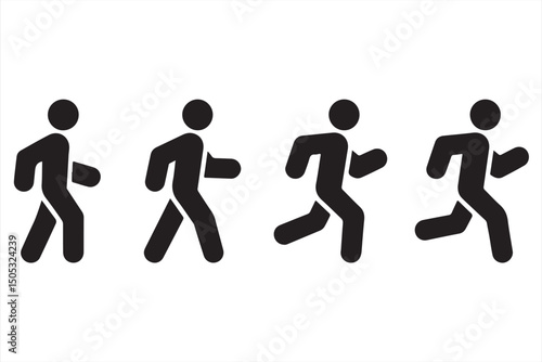 Creative Set of Four Running Figures Illustrating Speed and Motion