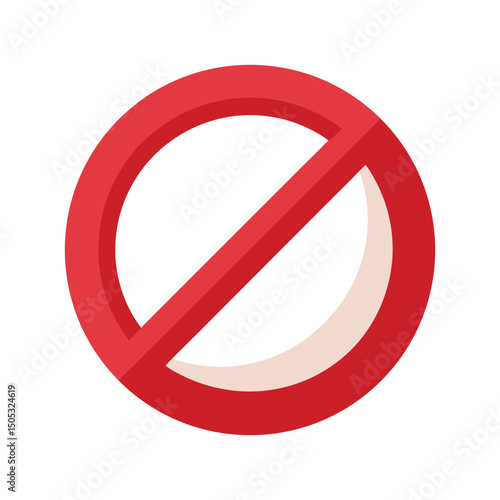Red prohibition sign graphic symbol for ban restriction or negative concept