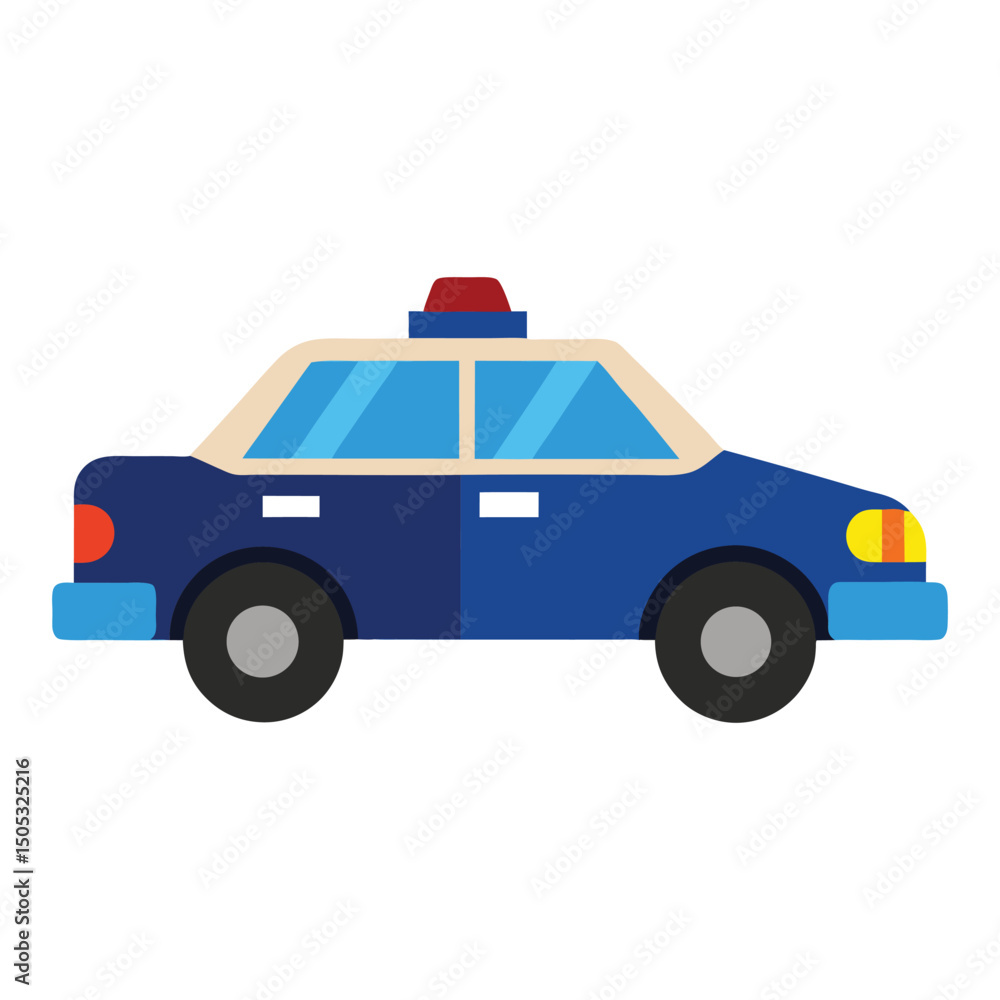 Fototapeta premium Vector illustration of a blue and white police car isolated on white