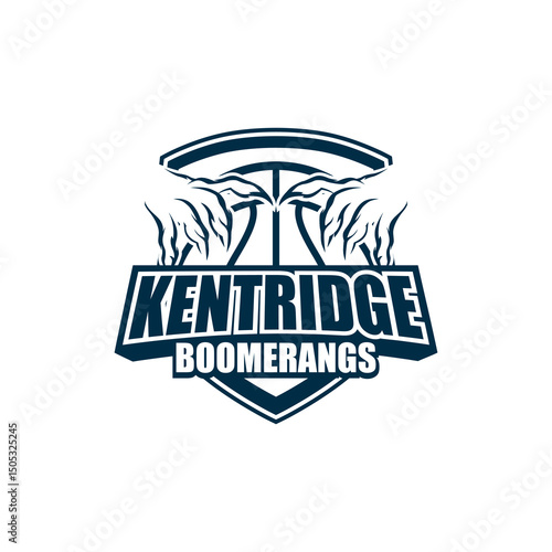 The image showcases nine basketball-themed logo designs for a team called “Kentridge Boomerangs.” Each logo incorporates a basketball with aggressive or supernatural hands, claws, 