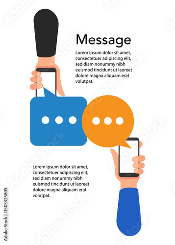 Message icons and smartphones stock illustration