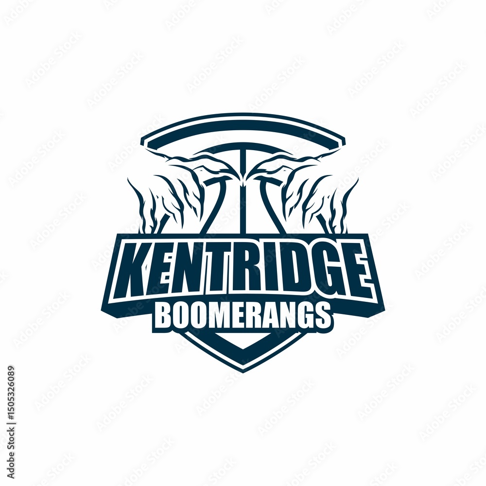 Obraz premium The image showcases nine basketball-themed logo designs for a team called “Kentridge Boomerangs.” Each logo incorporates a basketball with aggressive or supernatural hands, claws, 