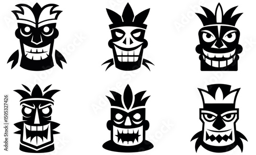  Tribal Mask Designs in Simple Black and White Style