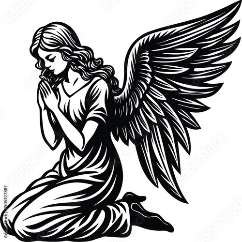angel with wings kneeling