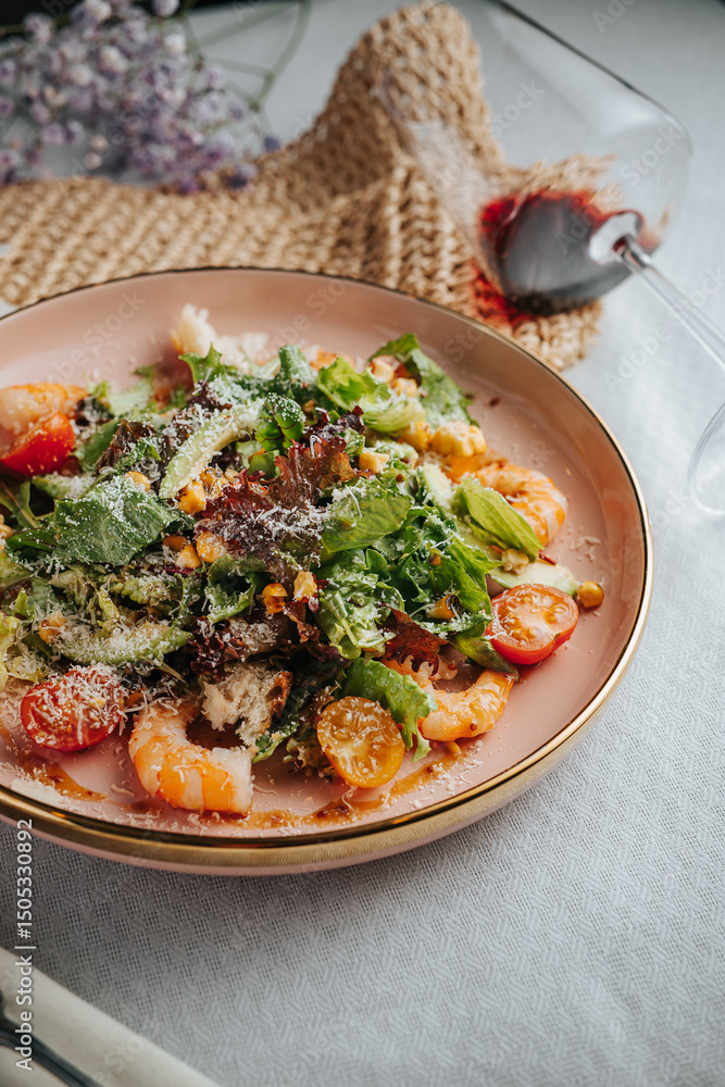 Salad with dressing and fresh vegetables Salad with dressing and fresh vegetables