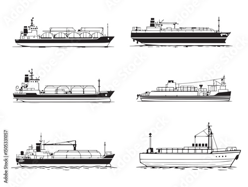 Oil tanker line art vector illustration for commercial use