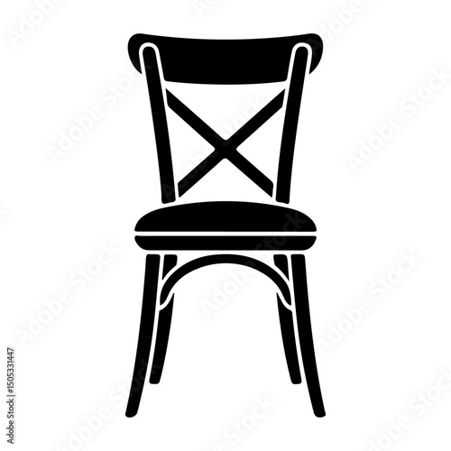 Cross back Chair black icon Silhouette vector style on white background 