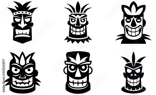  Tribal Mask Designs in Simple Black and White Style