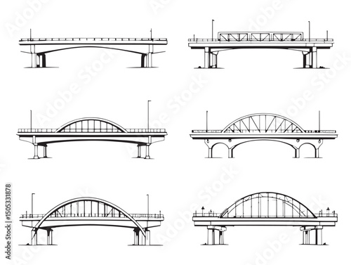 Overpass Line Art Vector Illustration for Urban Design Projects