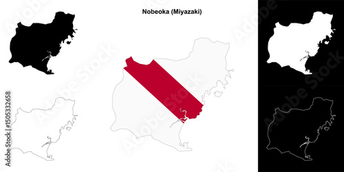 Nobeoka (Miyazaki) outline map set