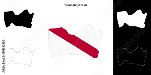 Tsuno (Miyazaki) outline map set