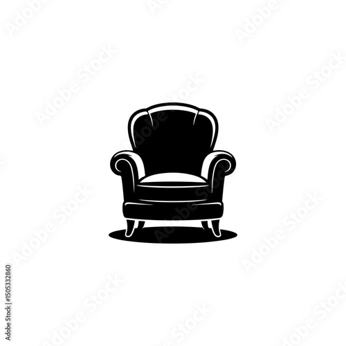Slipper Chair icon Silhouette vector style with white background
