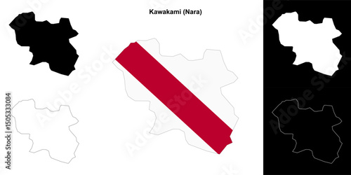Kawakami (Nara) outline map set