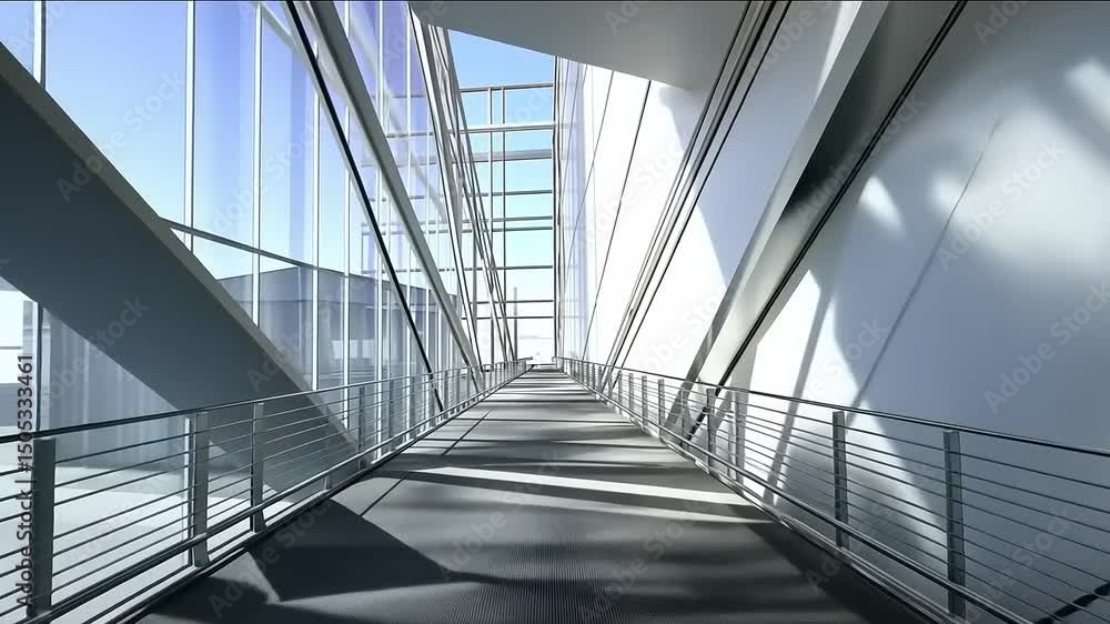Modern Architectural Walkway Design with Geometric Shapes and Natural Light Modern Architectural Walkway Design with Geometric Shapes and Natural Light