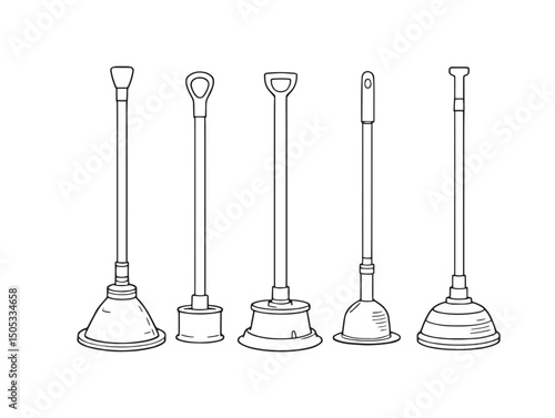 Plunger line art icon minimalistic modern vector design