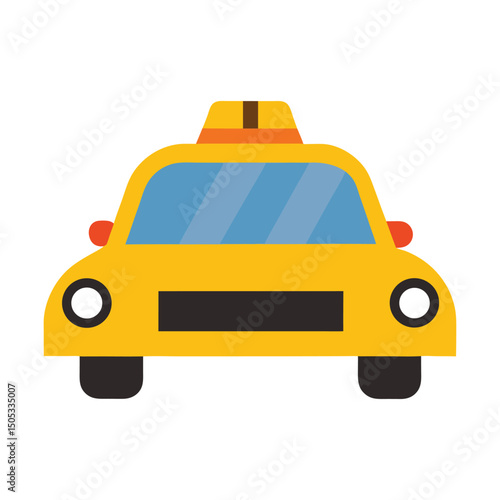 Simplified yellow taxi cab illustration front view urban transportation design element