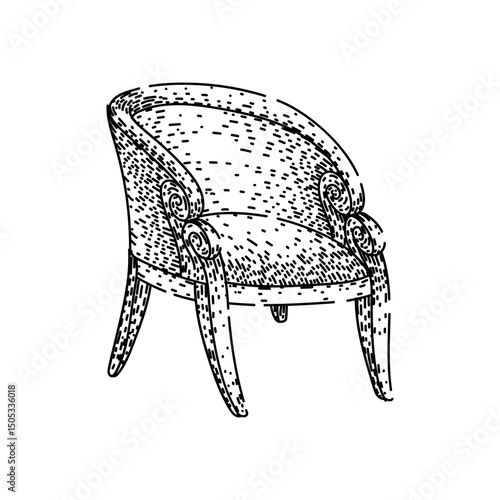 wooden antique chair sketch hand drawn vector