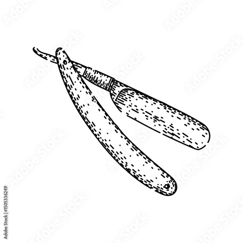 blade barber straight razor sketch hand drawn vector