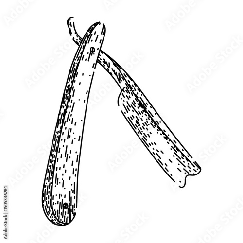 grooming barber straight razor sketch hand drawn vector
