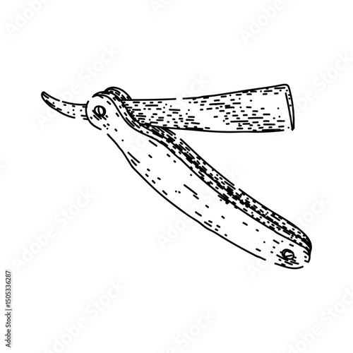 sharp barber straight razor sketch hand drawn vector