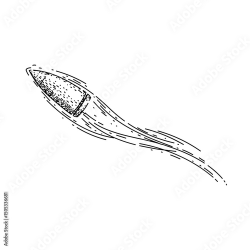 projectile bullet flying sketch hand drawn vector