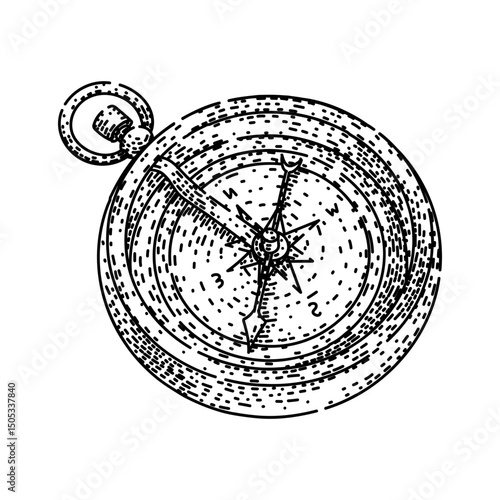 east compass sketch hand drawn vector